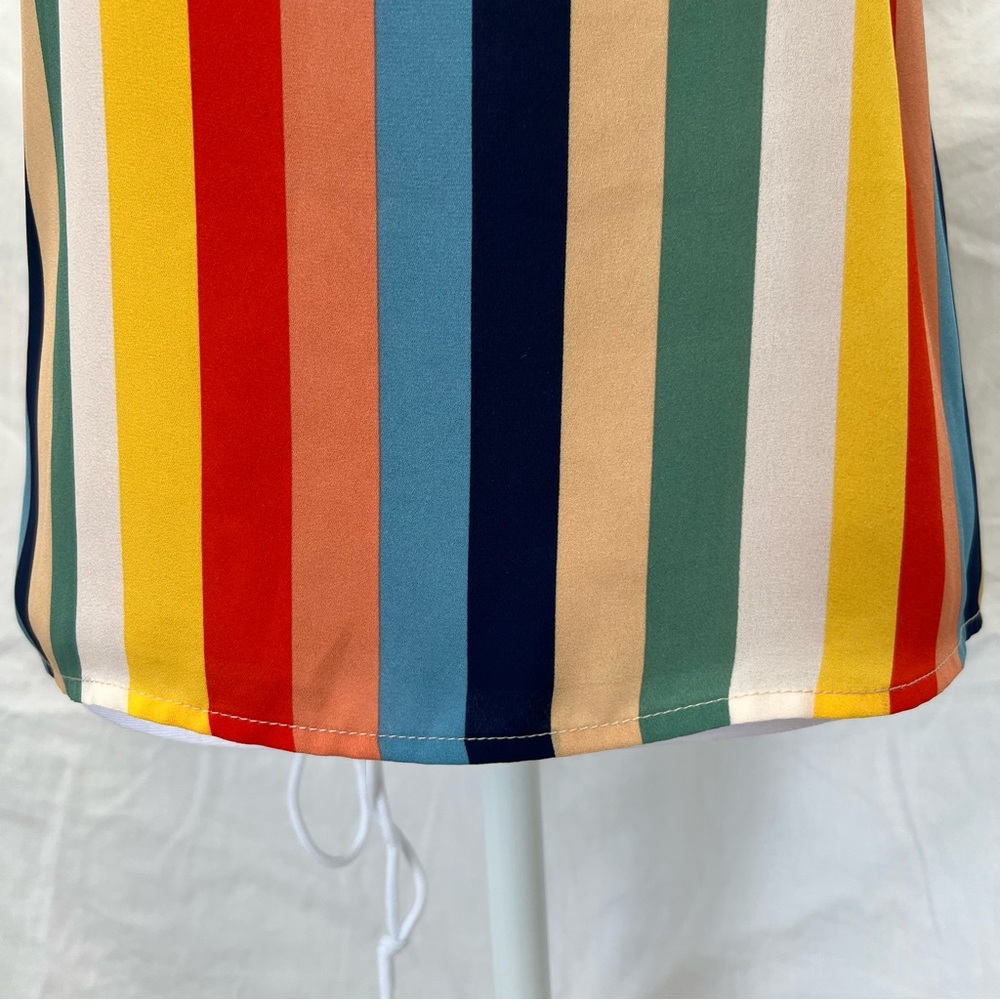 Socialite striped tank with adjustable straps and scalloped neckline. - Picture 6 of 8